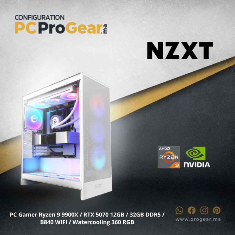 PC Gamer Ultra Ryzen 9 9900X / RTX 5070 12GB / 32GB DDR5 / B840 WIFI / Watercooling 360 RGB