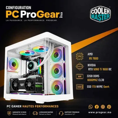 PC Gamer Ryzen 5 7600 / RTX 5060 Ti 16Go GDDR7 / DDR5 32Go 6000MHz / SSD NVMe 1To
