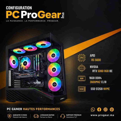 PC Gamer Ryzen 5 5600 + RTX 5060 8GB GDDR7 - 16Go RAM DDR4 3600MHz