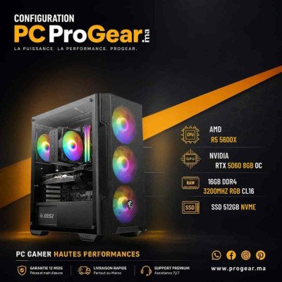 PC Gamer / Ryzen 5 5600X / RTX 5060 8Go / 16Go RAM / 512Go SSD