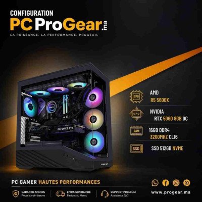 PC Gamer Ryzen 5 5600X + RTX 5060 8GB GDDR7 - 16Go RAM...