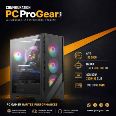 PC Gamer Ryzen 5 5600 - RTX 5060 8Go - 16Go DDR4 3200MHZ - SSD 512Go NVMe