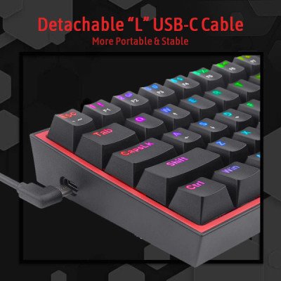 Clavier Mécanique Redragon K617 Fizz 60% RGB - Switch Rouge (Noir)