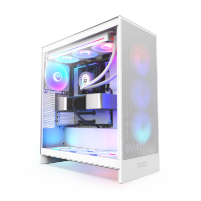 NZXT H7 Flow RGB White (2024) - Boîtier ATX Mid-Tower avec Refroidissement GPU Direct