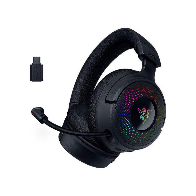 Razer Kraken V4 - Casque Gaming Sans Fil - Micro HyperClear - 3 Modes de Connectivité - THX Spatial Audio - Razer Chroma RGB