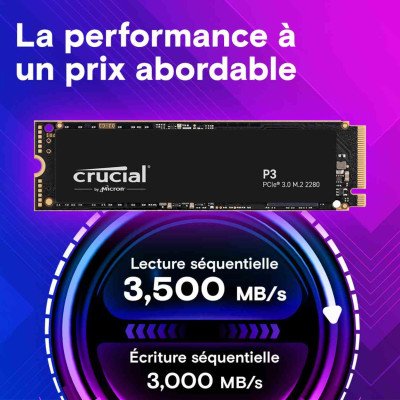 Crucial P3 1TB PCIe M.2 2280 SSD - Performance Accélérée et Stockage Abordable