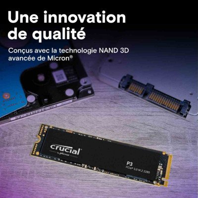 Crucial P3 1TB PCIe M.2 2280 SSD - Performance Accélérée et Stockage Abordable