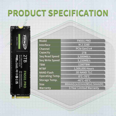 Fikwot FN501 Pro SSD 2TB M.2 2280 PCIe Gen3 x4
