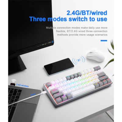 Redragon K616 Fizz PRO 60% Wireless RGB Red Switches (White/Gray)