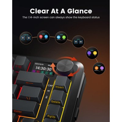 Redragon K708 Pro LCD Wireless Mechanical Keyboard (Gradient Gray)